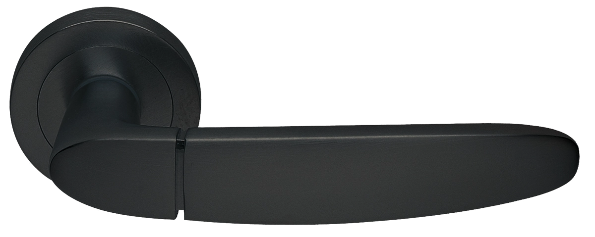 Ручка дверная SAIL R2 NERO раздельная на круглой розетке, цвет - черный фото купить Севастополь