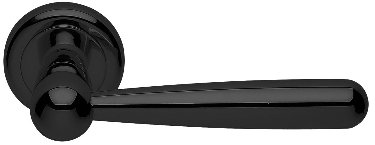 Ручка дверная PINOKKIO R4 NERO раздельная на круглой розетке, цвет - черный фото купить Севастополь