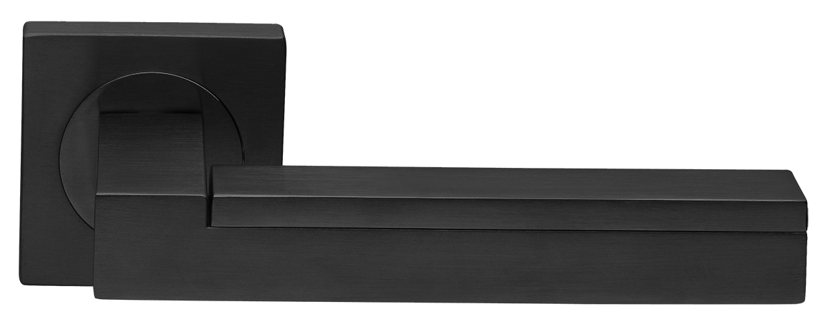 Ручка дверная ISLAND S2 NERO раздельная на квадратной розетке, цвет черный, латунь фото купить в Севастополе