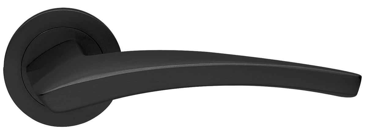 Ручка дверная WIND R2 NERO раздельная на круглой розетке, цвет черный, латунь фото купить в Севастополе