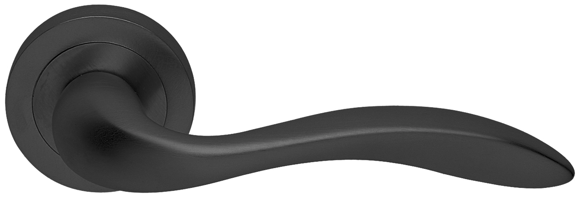Ручка дверная LEON R2 NERO раздельная на круглой розетке, цвет - черный фото купить в Севастополе