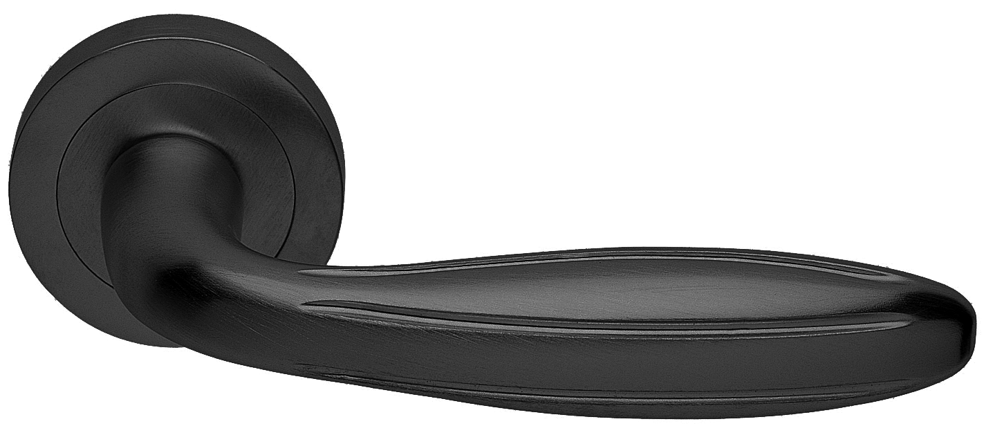 Ручка дверная BUD R2 NERO раздельная на круглой розетке, цвет - черный фото купить в Севастополе