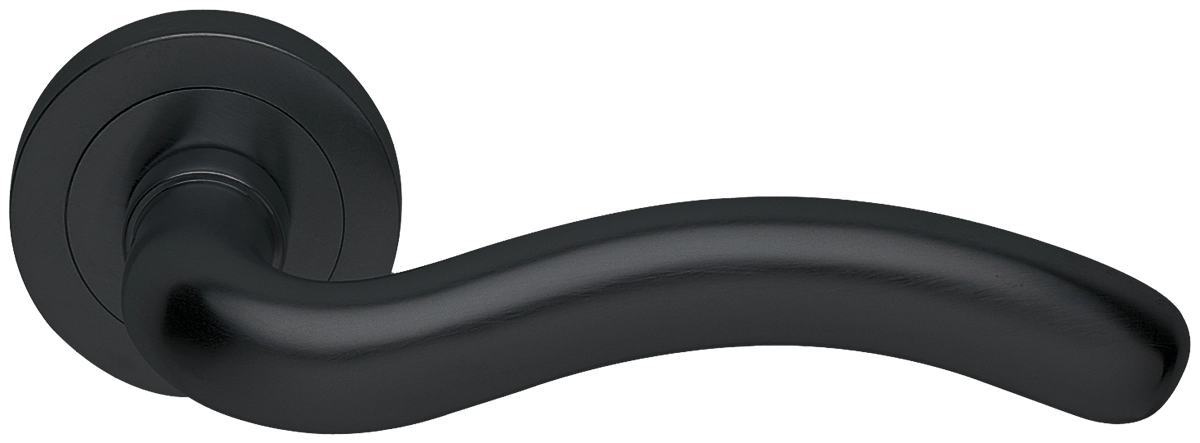 Ручка дверная SNAKE R2 NERO раздельная на круглой розетке, цвет - черный фото купить в Севастополе