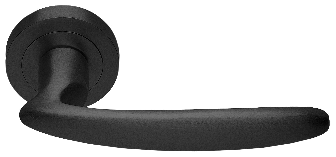 Ручка дверная FLAMINGO R2 NERO раздельная на круглой розетке, цвет черный, латунь фото купить в Севастополе