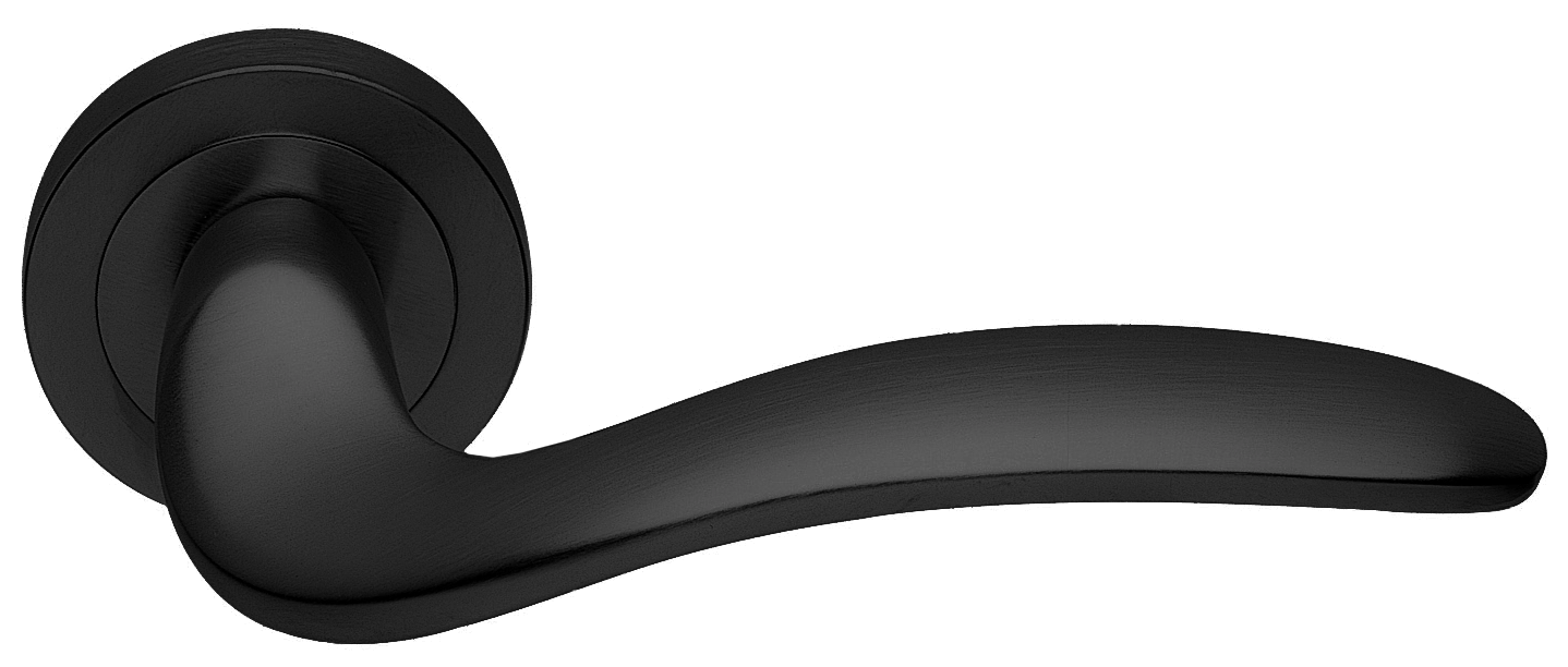 Ручка дверная COBRA R2 NERO раздельная на круглой розетке, цвет - черный фото купить в Севастополе