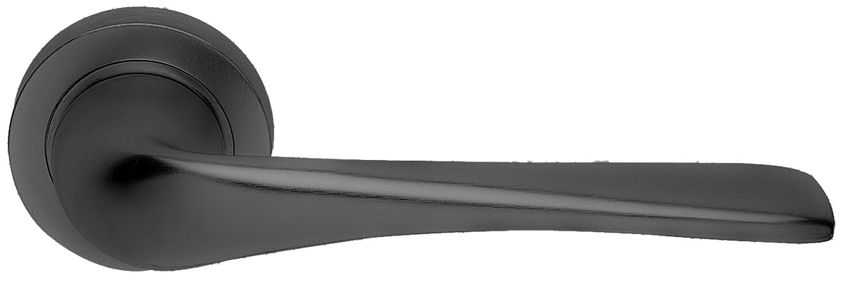 Ручка дверная LE MANS R2 NERO раздельная на круглой розетке, цвет - черный фото купить в Севастополе