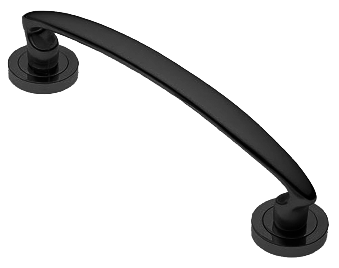 Ручка-скоба дверная FLAMINGO PH NERO на круглой розетке, цвет черный, латунь фото купить в Севастополе