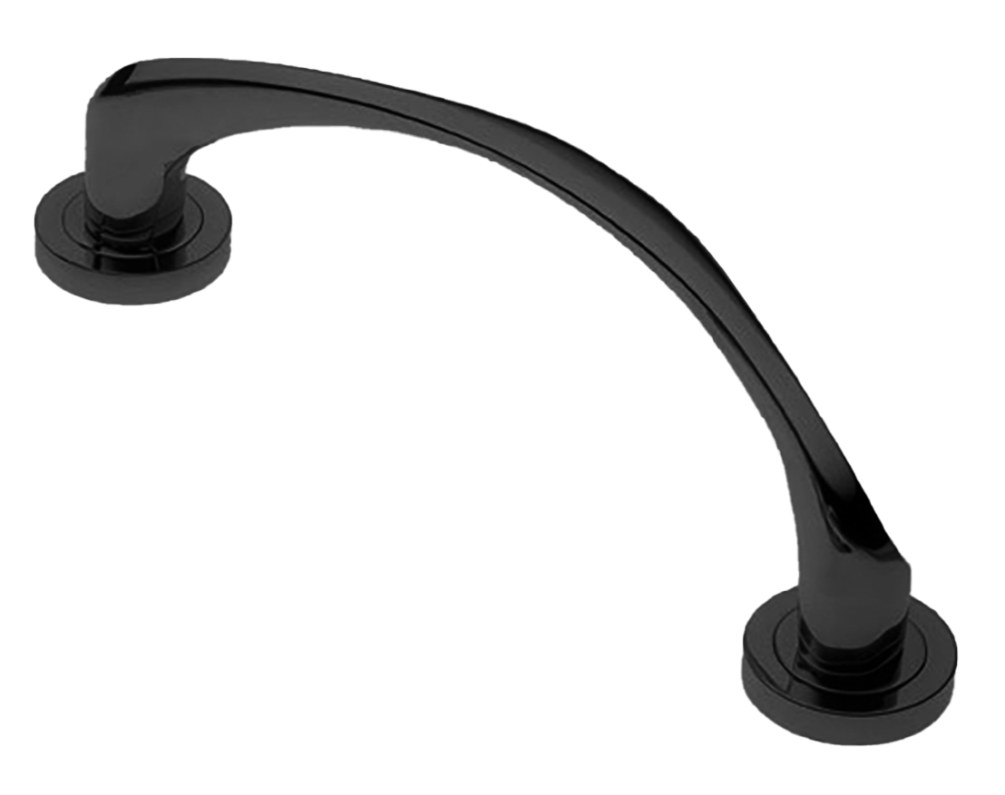 Ручка-скоба дверная COBRA PH NERO на круглой розетке, цвет черный, латунь фото купить в Севастополе