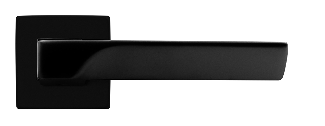 Ручка дверная FIORD S5 NERO-ST на квадратной розетке цвет черный soft-touch, ЦАМ фото купить в Севастополе