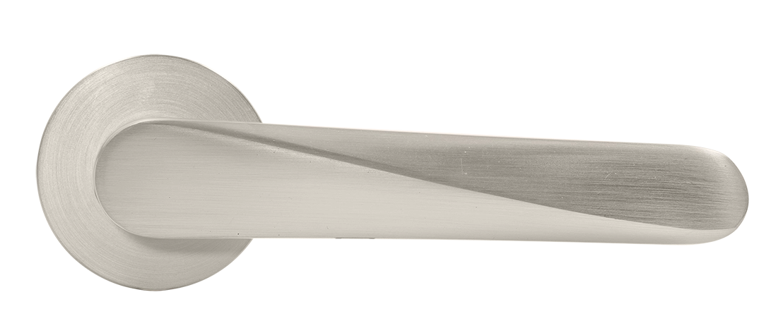 Ручка дверная CAYAN MH-58-R6 MSN раздельная на круглой розетке 6 мм, цвет матовый сатинированный никель, ЦАМ фото купить в Севастополе