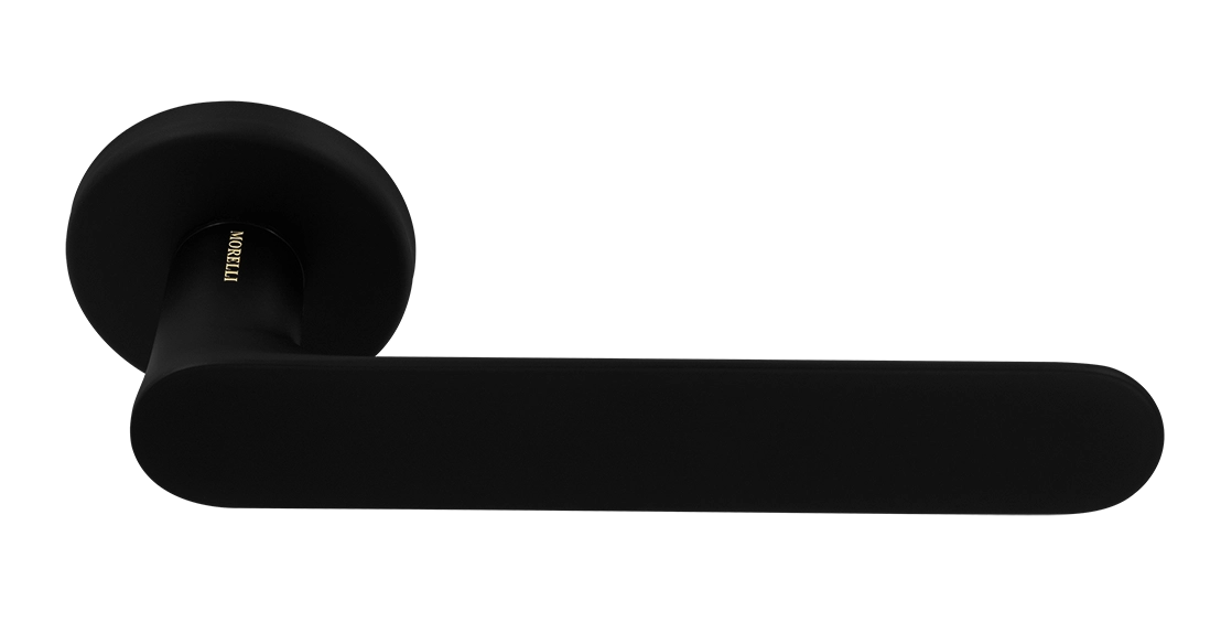 Ручка дверная LE BOAT R5 NERO-ST раздельная на круглой розетке, цвет черный soft-touch, латунь фото купить Севастополь