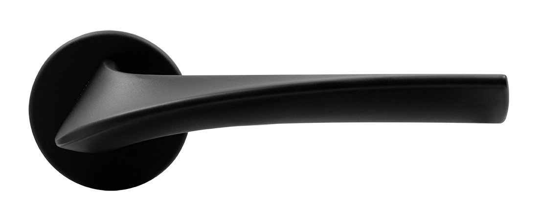 Ручка дверная COMETA R5 NERO-ST на круглой розетке цвет черный soft-touch, ЦАМ фото купить в Севастополе
