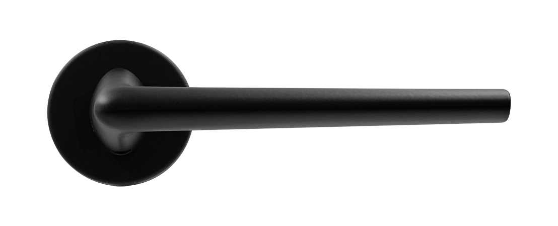 Ручка дверная THE FORCE R5 NERO-ST на круглой розетке, цвет черный soft-touch, ЦАМ фото купить в Севастополе