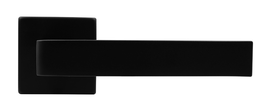Ручка дверная HORIZONT S5 NERO-ST на квадратной розетке, цвет черный soft-touch, ЦАМ фото купить в Севастополе