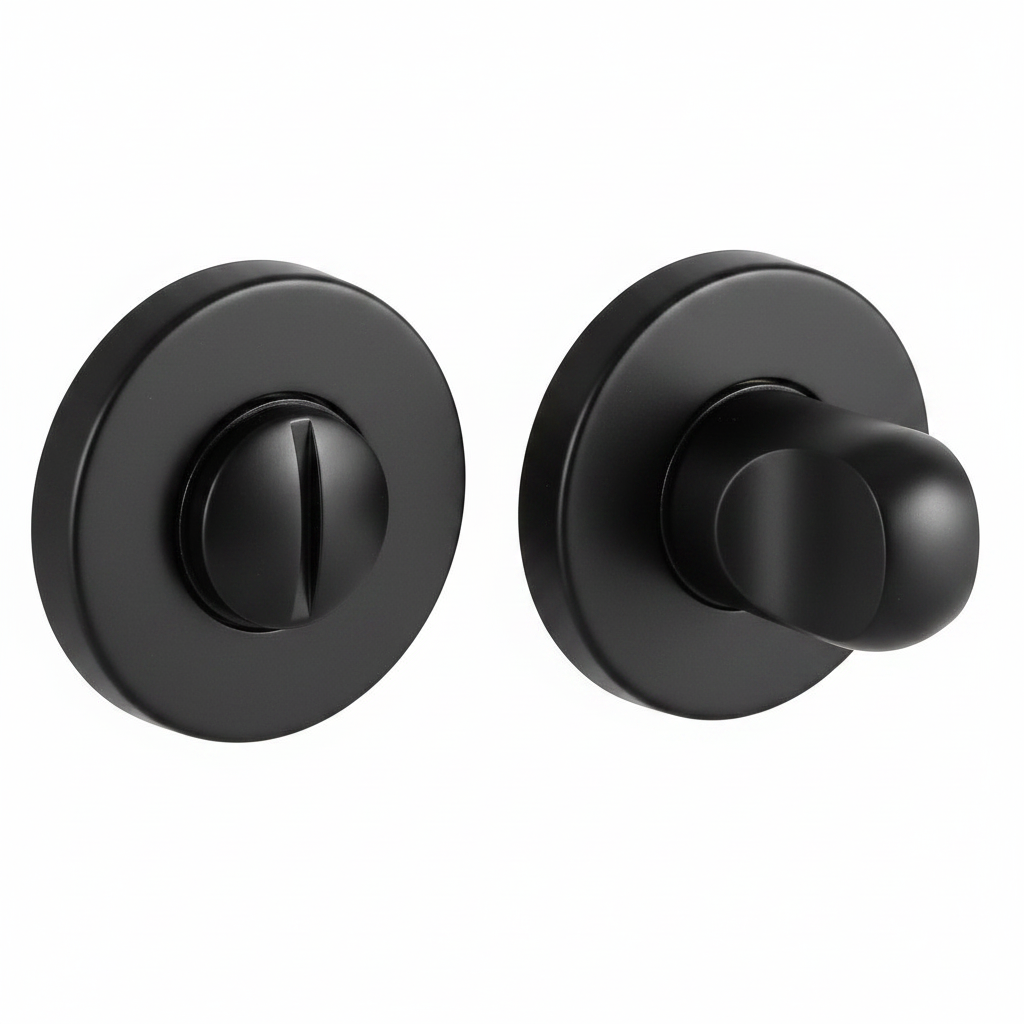 Завертка сантехническая LUX-WC-R3-E NERO-ST на круглой розетке цвет черный soft-touch