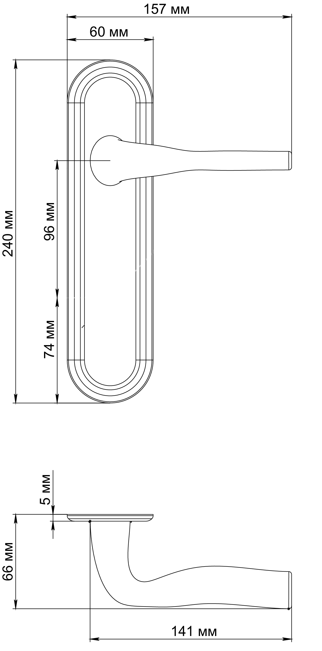 Ручка дверная LVB PLR SST на планке, цвет Летняя гроза/Summer Storm фото фурнитура Севастополь