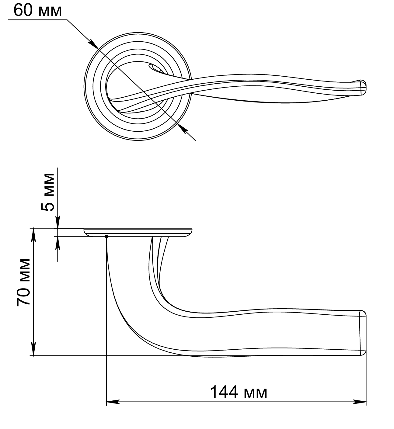 Ручка дверная SKYSCRAPER R7 SSW на круглой розетке, цвет Стокгольмский снегопад/Stockholm Snowfall фото фурнитура Севастополь