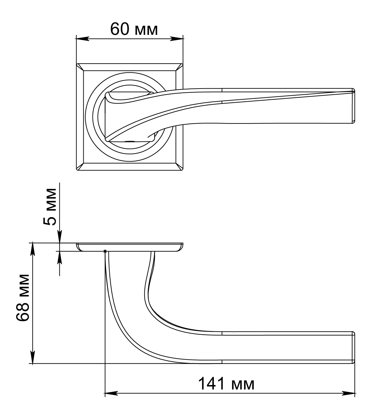 Ручка дверная WD CONCERT HALL S7 WF на квадратной розетке, цвет Зимняя стужа/Winter Frost фото фурнитура Севастополь