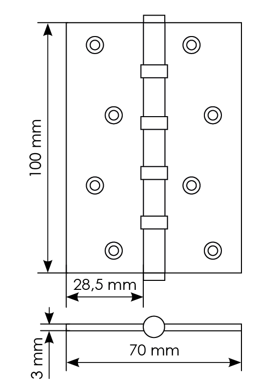 Петля карточная универсальная MBU 100X70X3-4BB COF латунь,врезная,цвет кофе фото купить в Севастополе