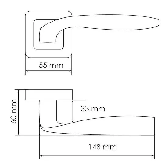 Ручка дверная SHELL MH-45 GR/CP-S55 раздельная на квадратной розетке, цвет графит/хром, ЦАМ Light фото купить в Севастополе