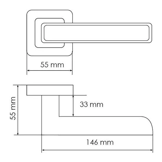 Ручка дверная FLEX MH-44 GR/CP-S55 раздельная на квадратном основании, цвет графит/хром, ЦАМ Light фото купить в Севастополе