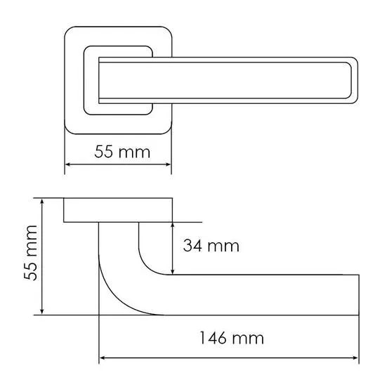 Ручка дверная EON MH-46 GR/CP-S55 раздельная на квадратной розетке, цвет графит/хром, ЦАМ Light фото фурнитура Севастополь