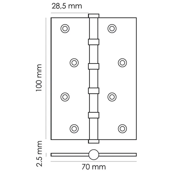 Петля карточная универсальная MS 100X70X2.5-4BB BL, врезная, цвет черный, сталь фото купить в Севастополе